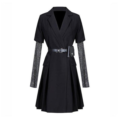 JOAN OF ARC black trench with studded sleeves