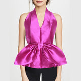 Satin bow top in colors