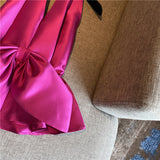 Satin bow top in colors