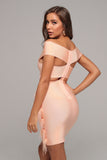 MODELLA off-shoulder feathered party dress