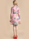 AURORA 3/4 printed pink dress