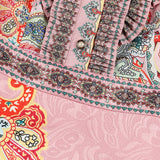 AURORA 3/4 printed pink dress