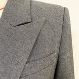 Double-breasted lapel blazer dress in gray