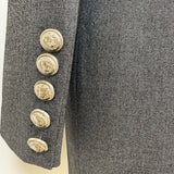 Double-breasted lapel blazer dress in gray