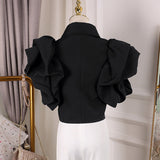 Butterfly Sleeve Ruffled Tops in Color