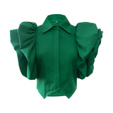 Butterfly Sleeve Ruffled Tops in Color