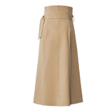 Elegant pleated belted skirt in beige