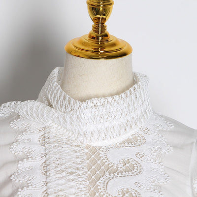 Lace Turtleneck Lantern sleeve Blouses