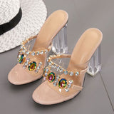 Rhinestone embellished serene heel sandals