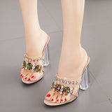 Rhinestone embellished serene heel sandals