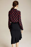 Hearted silk summer blouse in black