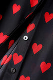 Hearted silk summer blouse in black