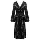 EMANI Alluring Wrap Party Dress in Black