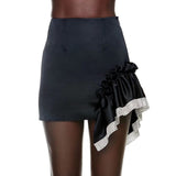 Patchwork skirt with ruffles