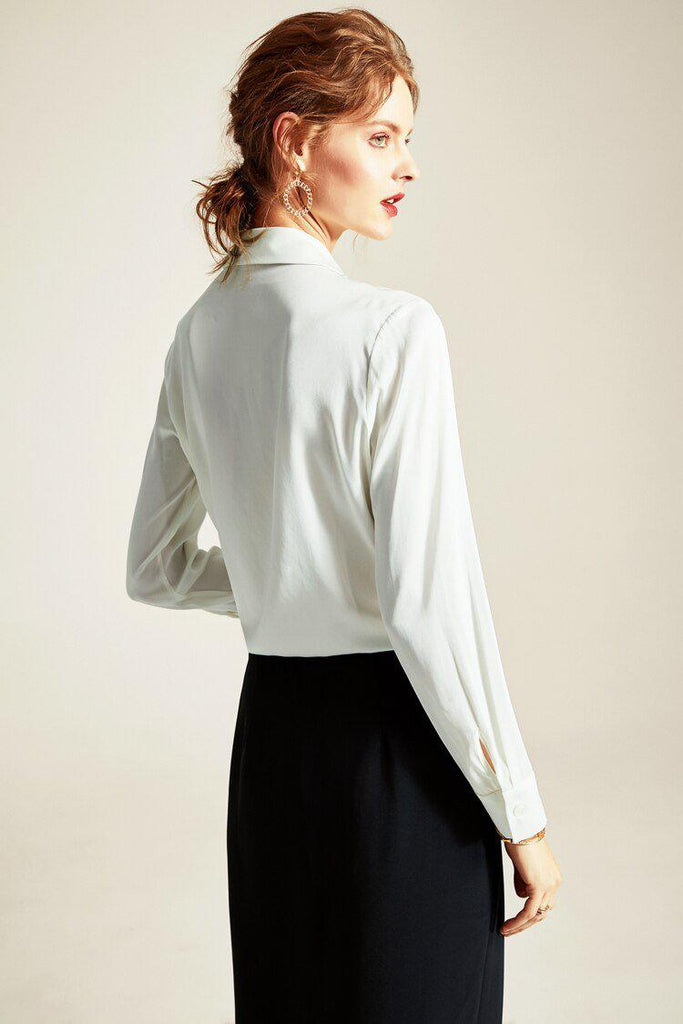 Sophisticated lapel silk blouse