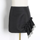 Patchwork skirt with ruffles