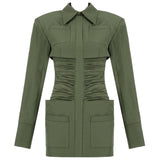 JUSTINE army green party dress