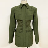 JUSTINE army green party dress