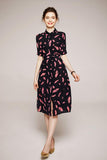 LIPS LIPS belted silk midi dress