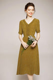 NORITA V-Neck silk midi dress in colors