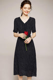 NORITA V-Neck silk midi dress in colors