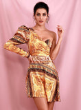 VARDANA Asymmetric one-sleeve mini dress