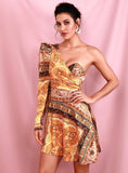 VARDANA Asymmetric one-sleeve mini dress