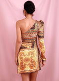 VARDANA Asymmetric one-sleeve mini dress