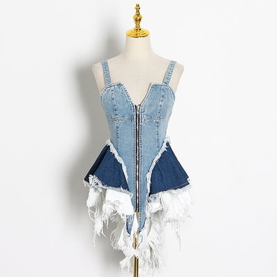 Spaghetti strap denim tunic