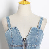 Spaghetti strap denim tunic