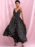 Polka dot holiday gown in black