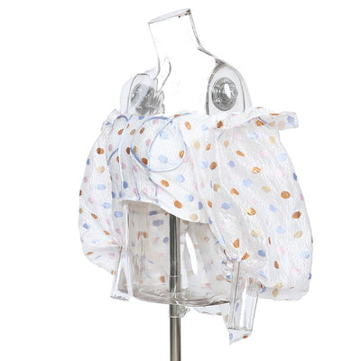 Off-shoulder lantern-sleeve crop top