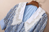 CATRIONA V-neck Embroidery Bow Slim Vintage Dresses