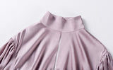 TORY lantern-sleeve pleated dress in powder pink