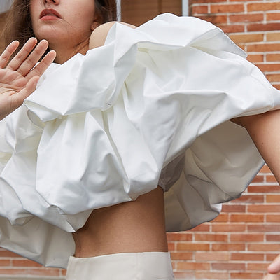 Off-shoulder ruffled holiday top