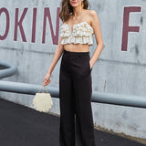 Spaghetti strap ruffled holiday top