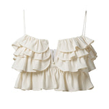 Spaghetti strap ruffled holiday top