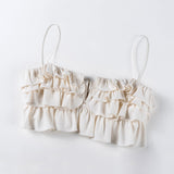 Spaghetti strap ruffled holiday top