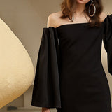 NANA off-shoulder flare sleeve mini summer dress