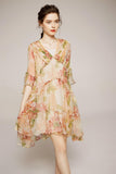 Pastel floral silk midi dress