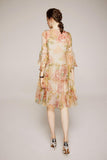Pastel floral silk midi dress