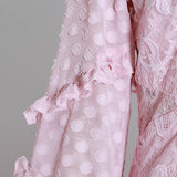 MARION Vintage-like V-Neck Lace Midi Dress