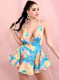FLEUR abstract ruffled party dress