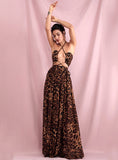 SANTORINI cut out leopard gown