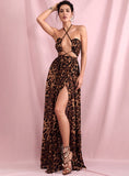 SANTORINI cut out leopard gown