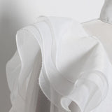 White Turtleneck Lantern Blouse