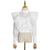 White Turtleneck Lantern Blouse