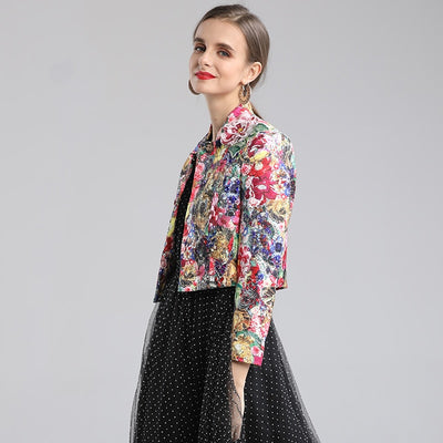 Fleu de lis Embellished Short Jacket