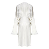 V-Neck pleated dress in colors