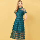LUCILLE ruffled lace midi dress